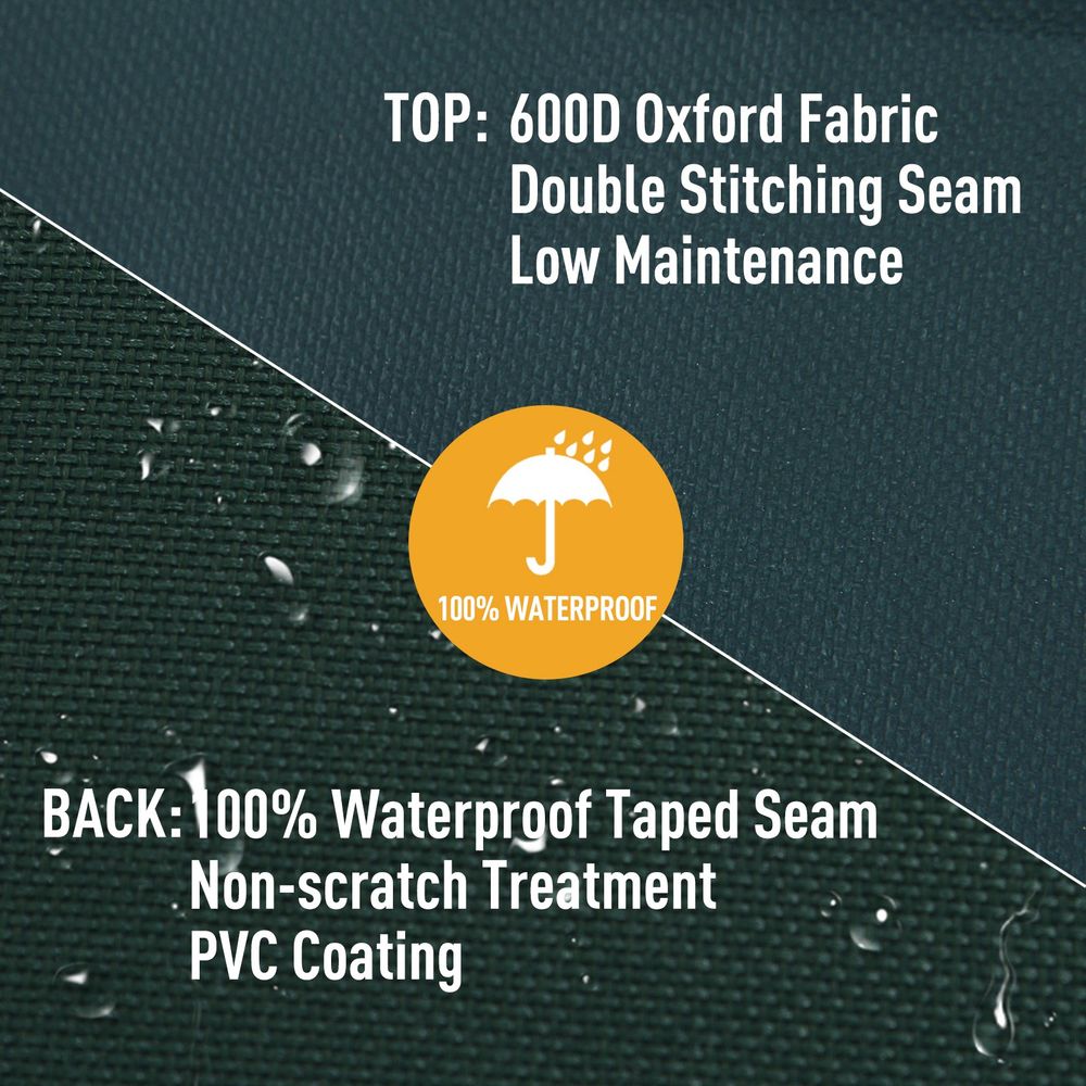 Durable 230x230cm Green Outdoor Furniture Cover - Heavy-Duty PVC Coated 600D Waterproof Protection