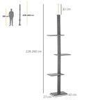 260cm Floor To Ceiling Cat Tree Kitten Tower Adjustable Height - Grey