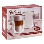Transparent Double Wall Glasses - for Hot & Cold Drinks - Minimalist Design - Set of 2