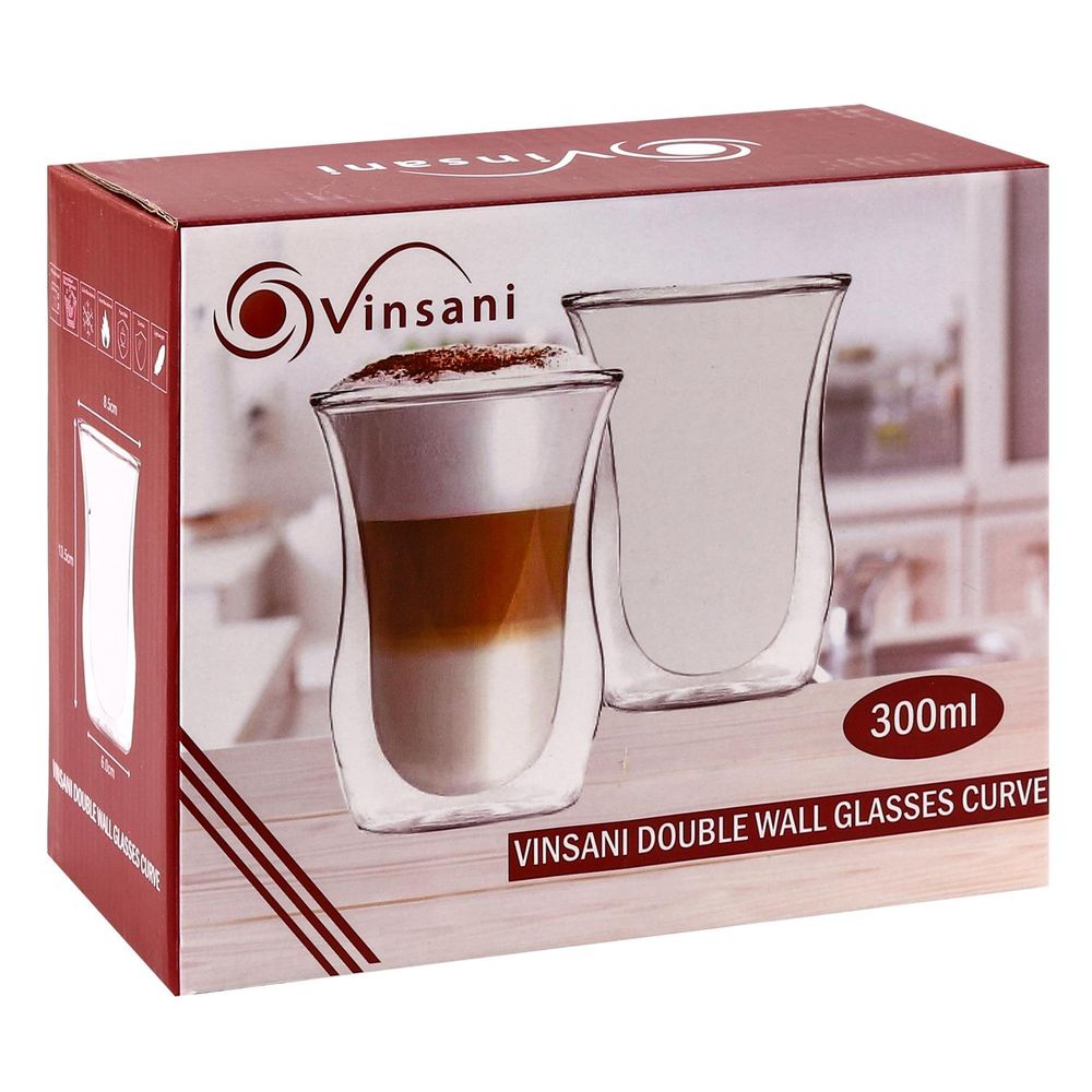 Transparent Double Wall Glasses - for Hot & Cold Drinks - Minimalist Design - Set of 2