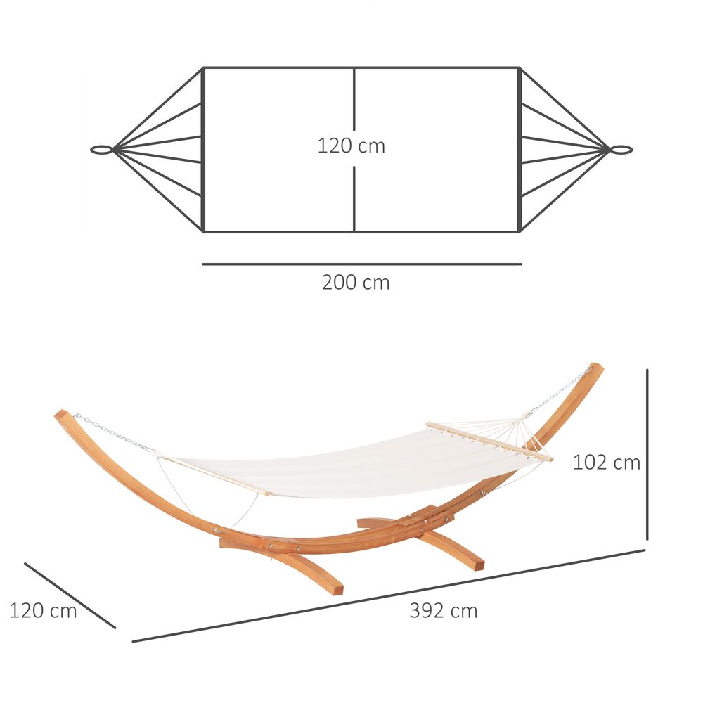 Outdoor Garden Hammock & Wooden Stand - Swing & Relax in Comfort with Sturdy White Bed