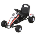 Kids Children Pedal Go Kart Manual Ride On Car w/Brake Gears Steering Wheel Adjustable Seat 4 Smooth Wheels Racing-Style White 104 x 66 x 57 cm