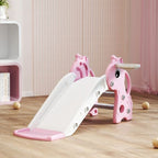 3 in 1 Kids Slide with Climber, Basketball Hoop and Ball, Pink
