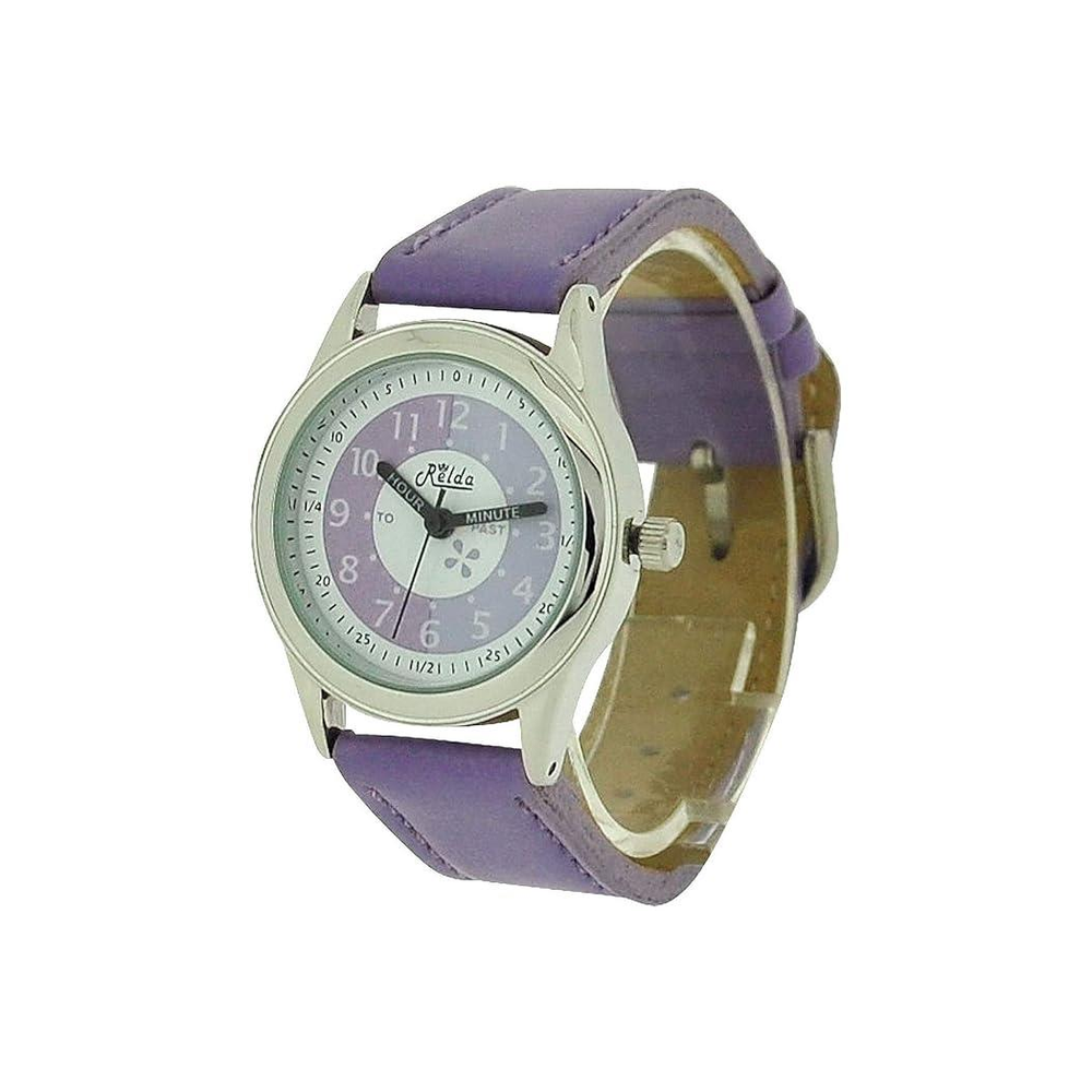 Girls Time Teacher Purple Leather Strap Watch