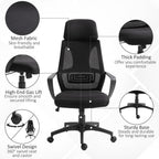 Mesh Back Office Chair - Adjustable Height & Padded Headrest - Comfortable - All Black