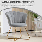 Accent Chair, Velvet Armchair with Lotus Backrest, Steel Legs