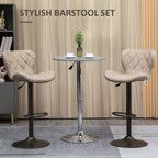 Steel Diamond Pattern Chairs with Backrest & Footrest, Set of 2, PU Khaki
