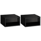 Wall-Mounted Nightstand Set - 2x Drawer, Black - Reliable Quality
