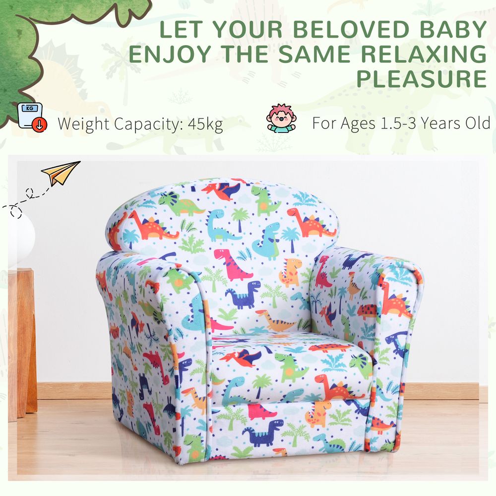 Cartoon Flannel Kids Armchair - Non-slip, Wooden, - for Ages 18-36 Months