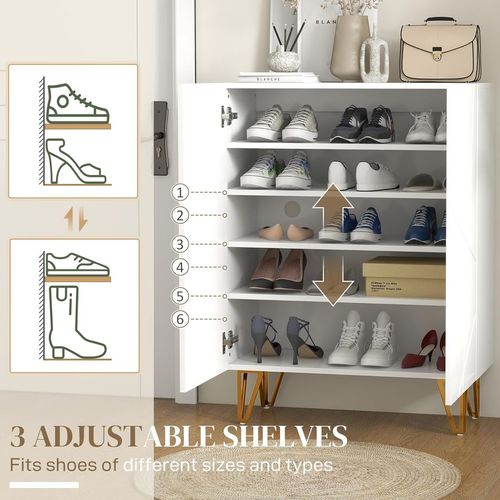 Shoe Storage Cabinet with Soft-Close Hinges and Adjust Shelves