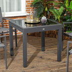 Extendable Outdoor Dining Table Patio Table with Aluminium Frame Black