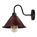 Rustic Red Vintage Wall Light Fixture Black Wall Sconce E27 Base Socket Screw Wall Mounted Swan Neck Cone Shape Shade