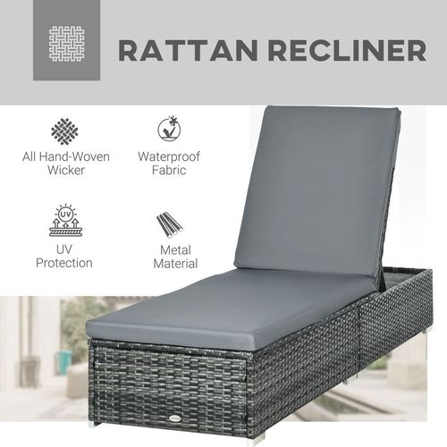 Patio Rattan Chaise Lounge Garden Pool Wicker Sun Lounger Adjustable