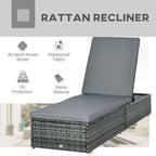 Patio Rattan Chaise Lounge Garden Pool Wicker Sun Lounger Adjustable