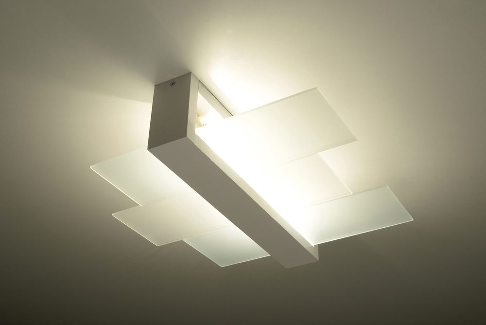 Ceiling Lamp FENIKS 2: White Wood/Glass Modern E27 - Loft Design, Scandinavian & Ultra-Modern