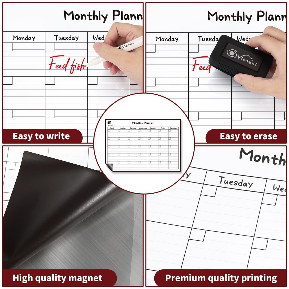 Monthly Planner Set: 4 Markers & Eraser