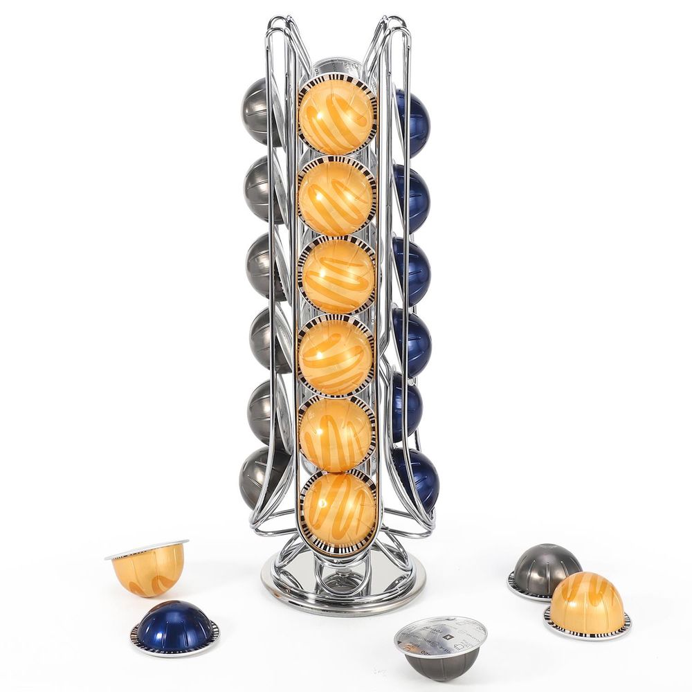 CHROME 24 COFFEE POD STAND - Organize and Display your Flavors with this Sleek Holder!