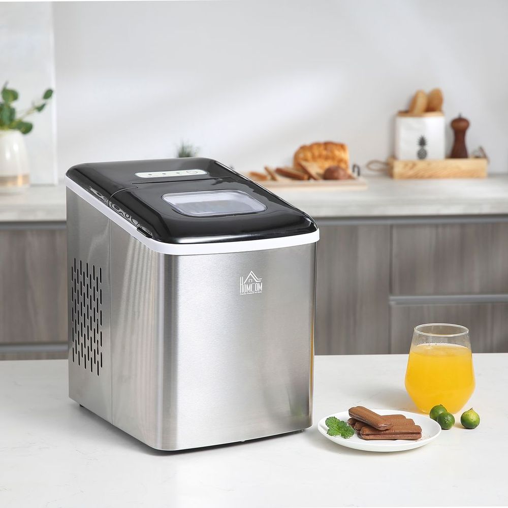 Portable Ice Maker - 12kg Capacity - Self-Cleaning - Home Ice Machine - Black