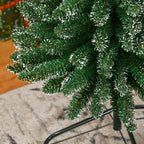 7.5FT Artificial Snow Dipped Christmas Tree Xmas Pencil Tree Holiday Home Indoor Decoration with Foldable Black Stand, Green