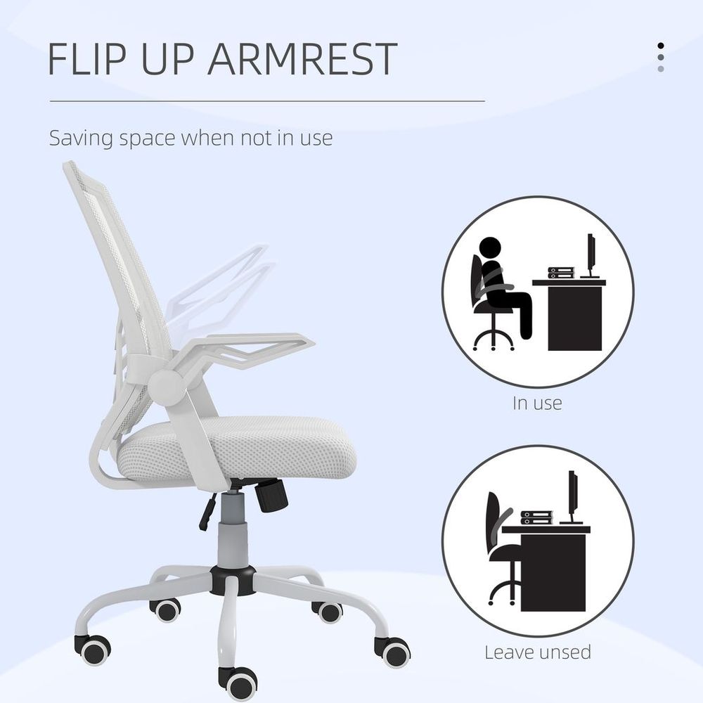 Mesh Swivel Office Chair Task Computer Chair w/ Lumbar Support, White