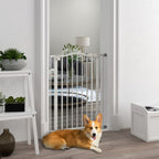 Adjustable Pet Gate - Safety Barrier with Auto-Close Door - Quality Metal Construction - Fits 74-80cm - White