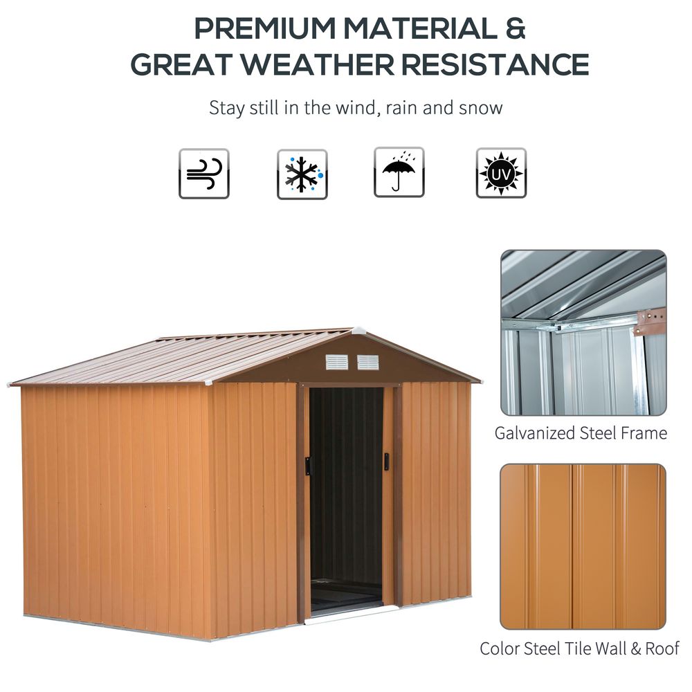 Lockable 9x6 ft Metal Shed - Khaki Storage Yard Container