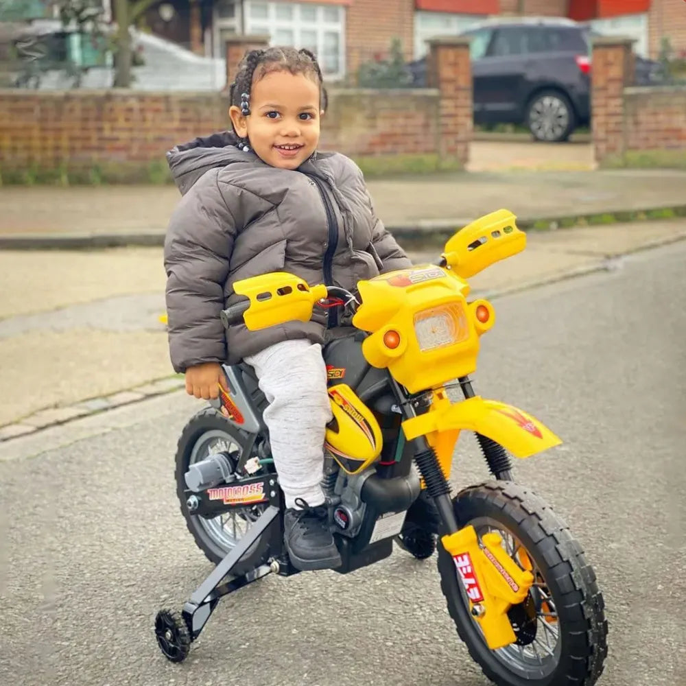 Electric Ride-On Motorcycle for Kids - Yellow, 25kg Max Load, 25W Motor, 2.5km/h Speed, 45min Playtime