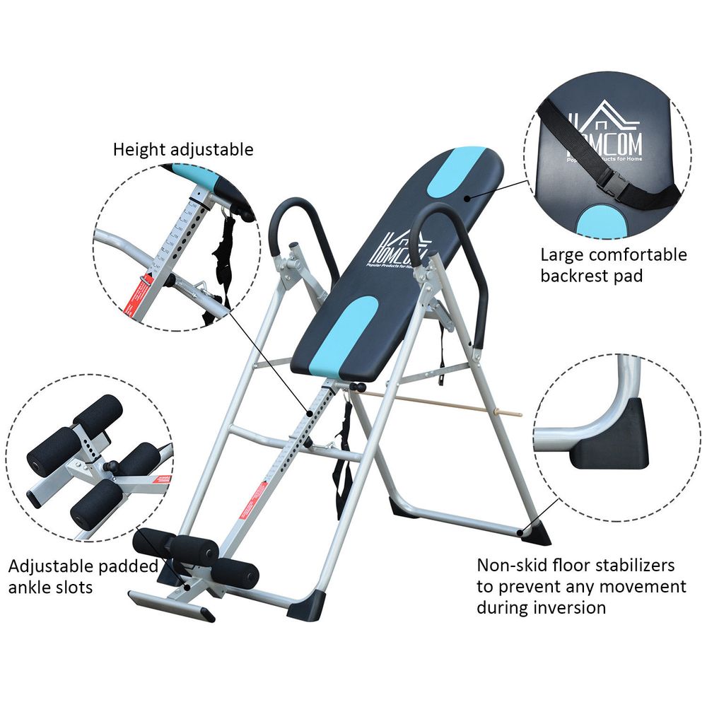 Gravity Inversion Table Foldable Therapy Bench Home Fitness Upside Down Stretching Home Gym Fitness Training Machine Black