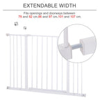 Dog Gate Pet Safety Gate Stair Barrier Pressure Fit Adjustable 76-82/86-97/101-107 cm, White
