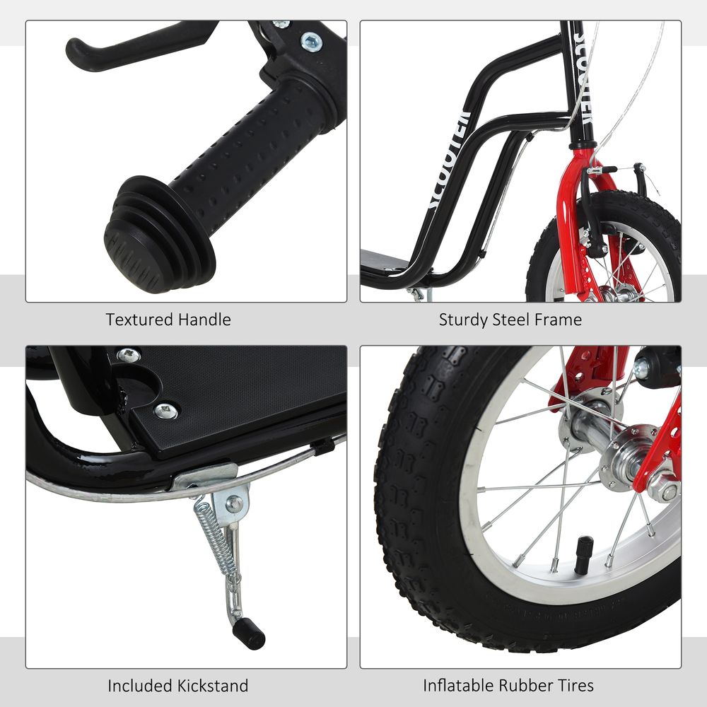 Kids Kick Scooter - Adjustable Handlebar, Inflatable Wheels, Black