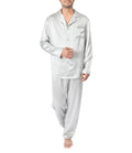 SILK PJS LONG SET MENS MEDIUM SILVER Pyjamas