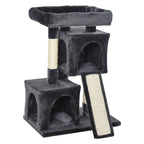 Cat Rest & Play Tree - 2 House Perch Scratching Post, Durable - Black