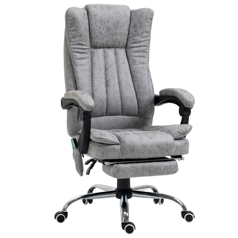 Comfort 6-Point Vibrating Massage Office Chair - Grey - Microfibre Upholstery