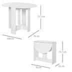 Folding Dining Table, Space-saving Drop Leaf Table for Small Space, Kitchen, Dining Room, White