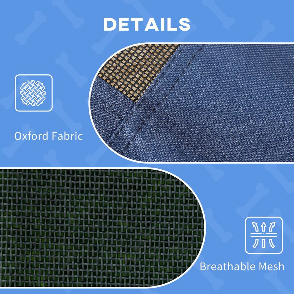 92cm Elevated Dog Bed Cooling Raised Pet Cot UV Protection Canopy Blue
