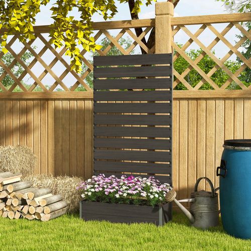 Raised Garden Bed with Trellis Standing Patio Planter Box Black