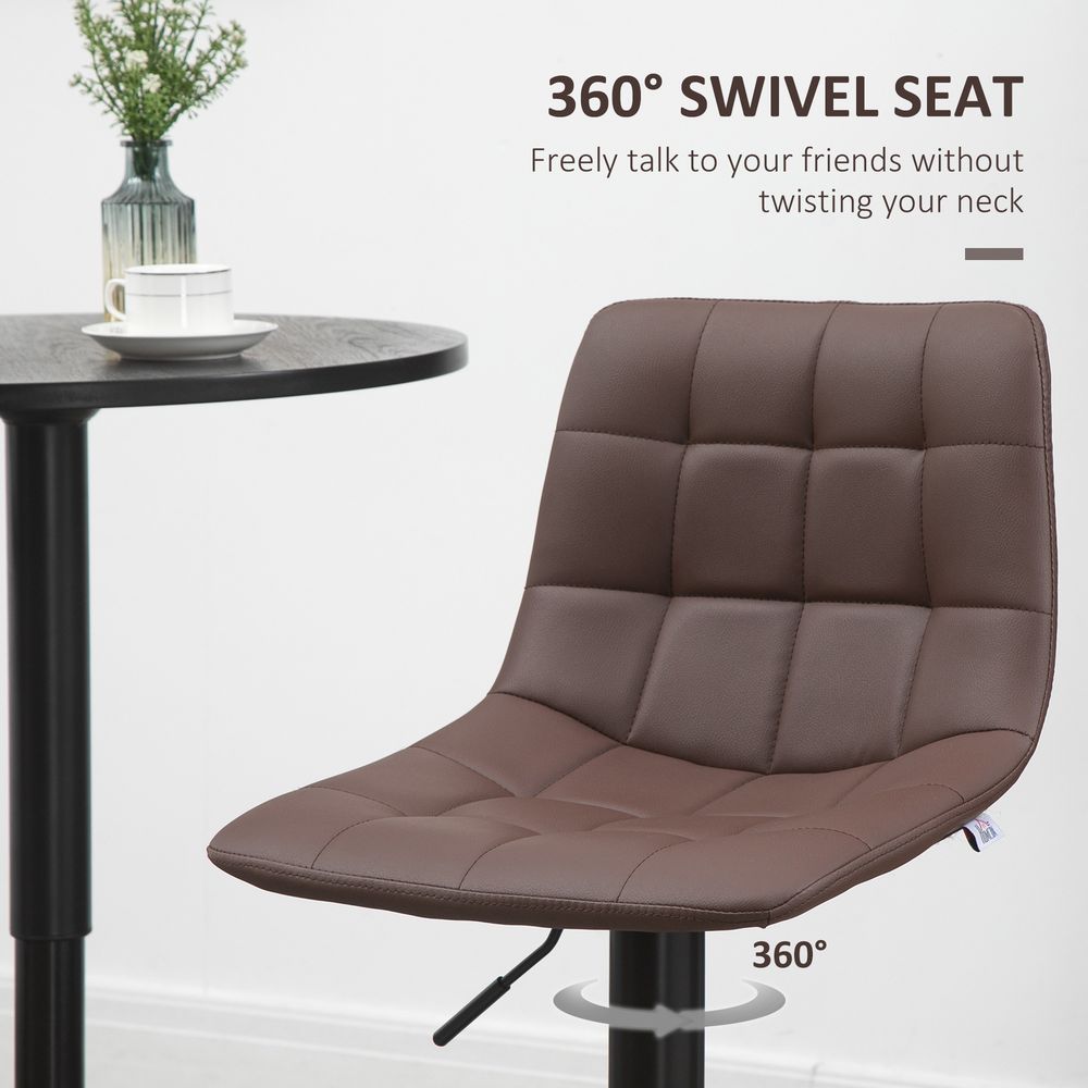 Brown Adjustable Stools: Swivel & Footrest, Set of 2 - Pub Home Furnishings