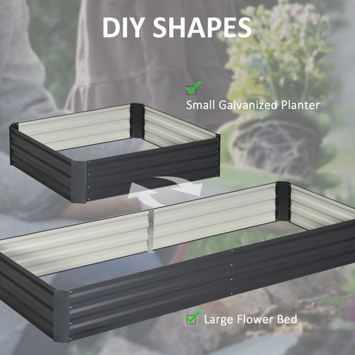 Galvanised Raised Garden Bed Metal Planter Box with Open Bottom, Grey