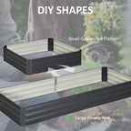 Galvanised Raised Garden Bed Metal Planter Box with Open Bottom, Grey