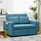 2 Seater Sofa Bed Settee - Blue, Convertible, Cushions, Pockets