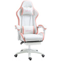 Racing Style Gaming Chair with Reclining Function & Footrest - Pink