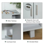 Stylish Grey Cat Box Furniture w/ Scratch, Magnetic Doors - Multipurpose Kitty Enclosure, Easy to Clean - !