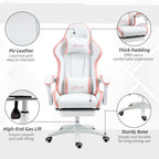 Racing Style Gaming Chair with Reclining Function & Footrest - Pink