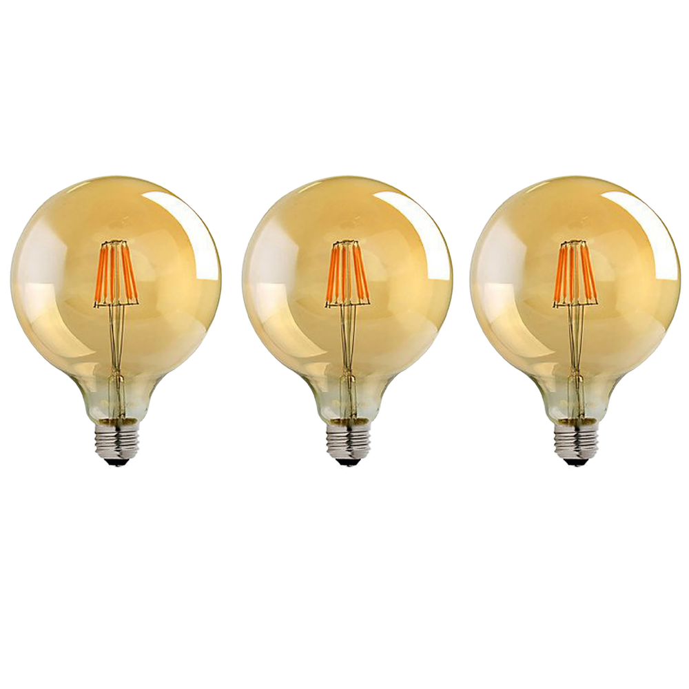 3 Pack E27 LED Edison Dimmable Vintage Amber Glass Warm white 2700K Light Bulbs in White