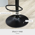PU Leather Bar Stool Set of 2 - Adjustable Swivel with Footrest