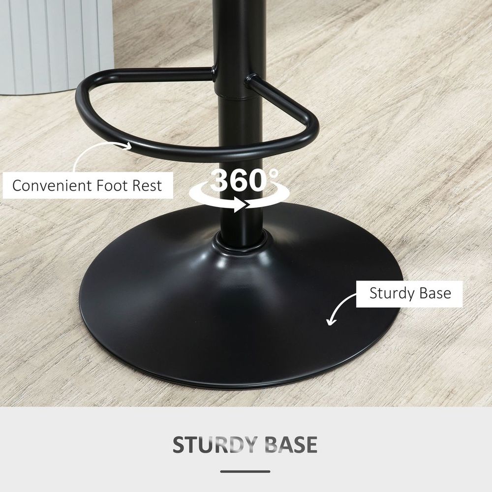 PU Leather Bar Stool Set of 2 - Adjustable Swivel with Footrest