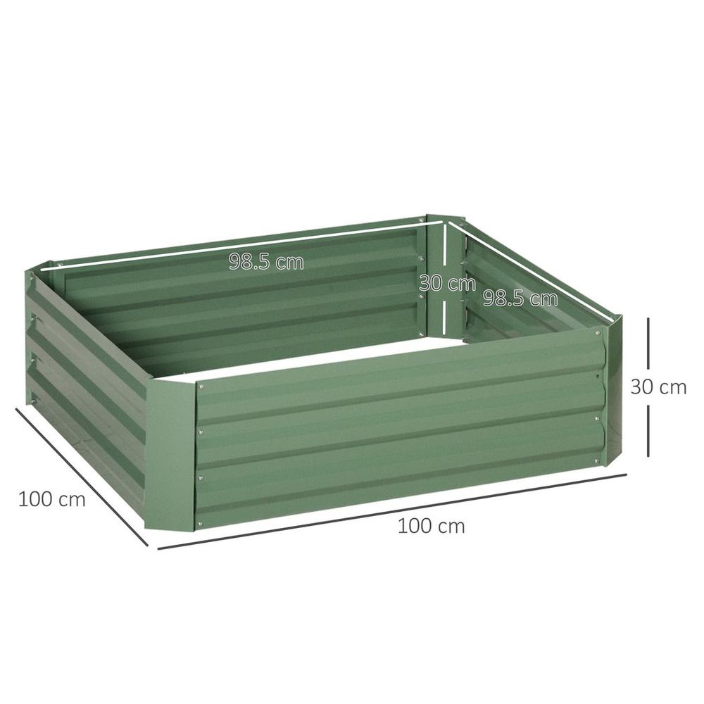 Set of 2 Raised Garden Bed Galvanised Planter Box Easy Setup Green