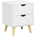 Bedside Table with Drawer, Side Table with Pine Wood Legs, White