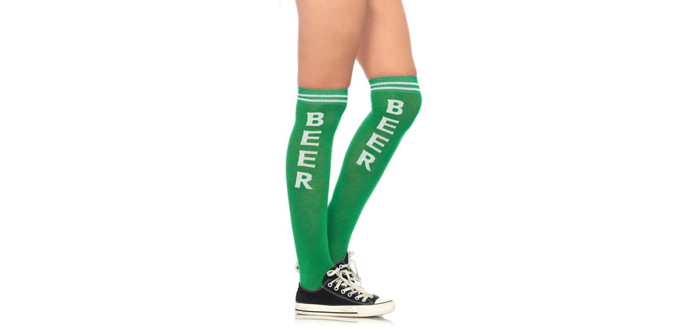 Cotton Knee High Sock - One Size Green Beer