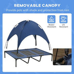 122cm Elevated Dog Bed Cooling Raised Pet Cot UV Protection Canopy Blue